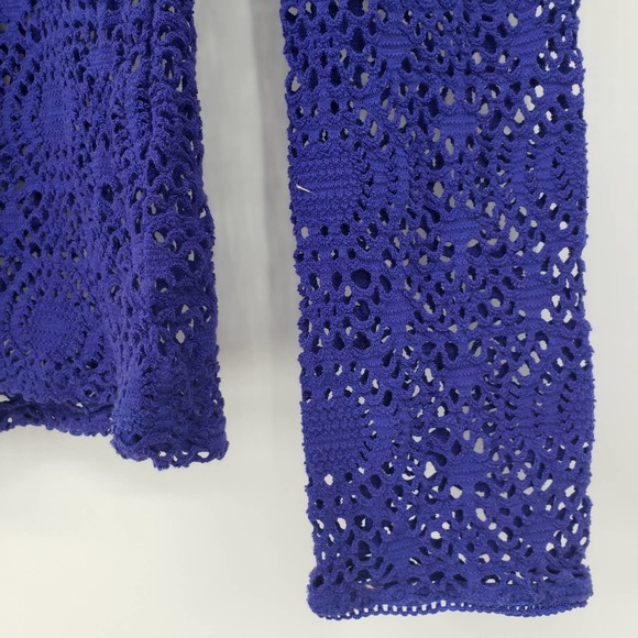 Tommy Bahama Crochet Rashguard S Medallion Swim Top Cover Up Blue Rash Guard - Picture 8 of 10